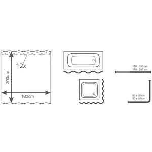 RIDDER Tenda da Doccia Bambus 180x200 cm 421539