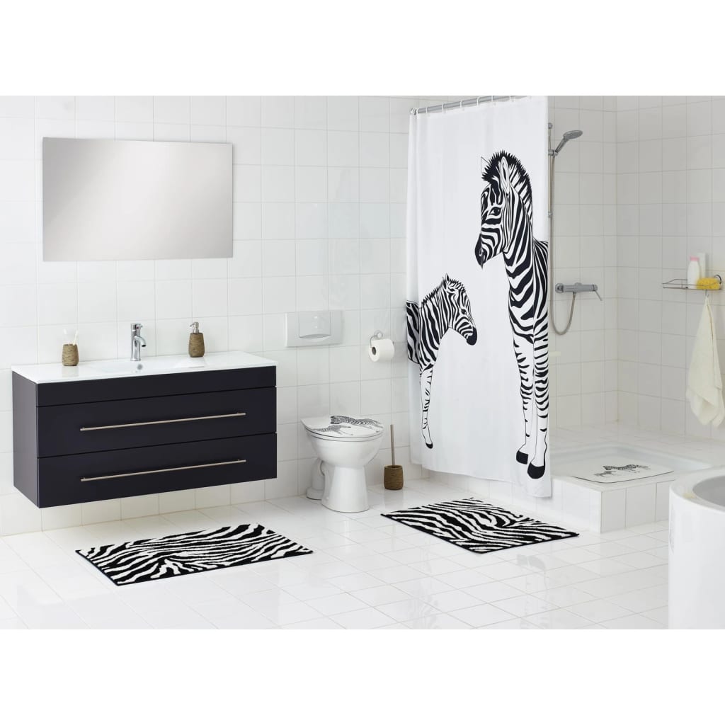 RIDDER Tappeto per Doccia Zebra 54x54 cm Bianco e Nero 445031