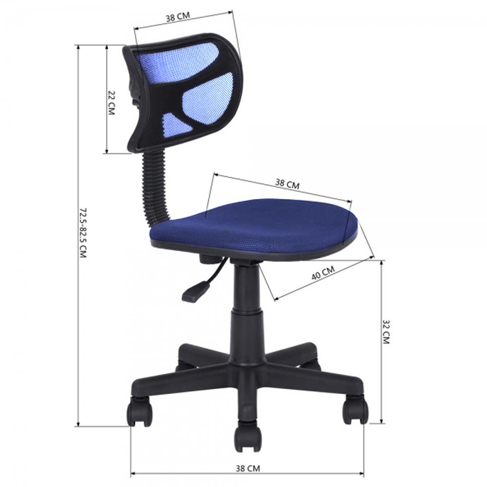 Sedia Girevole 5 Ruote Ufficio Cameretta Scrivania Schienale Ergonomico Blu