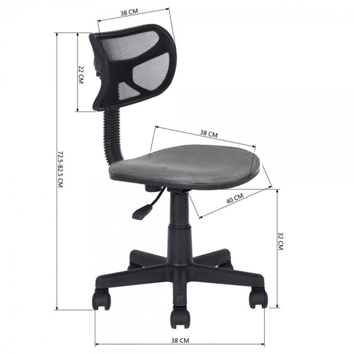 Sedia Girevole 5 Ruote Ufficio Cameretta Scrivania Schienale Ergonomico Grigio