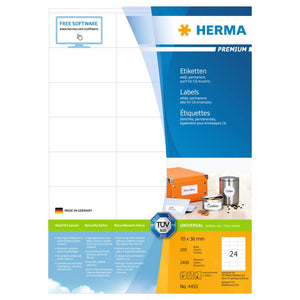 HERMA Etichette Permanenti PREMIUM A4 70x36 mm 100 Fogli 443753