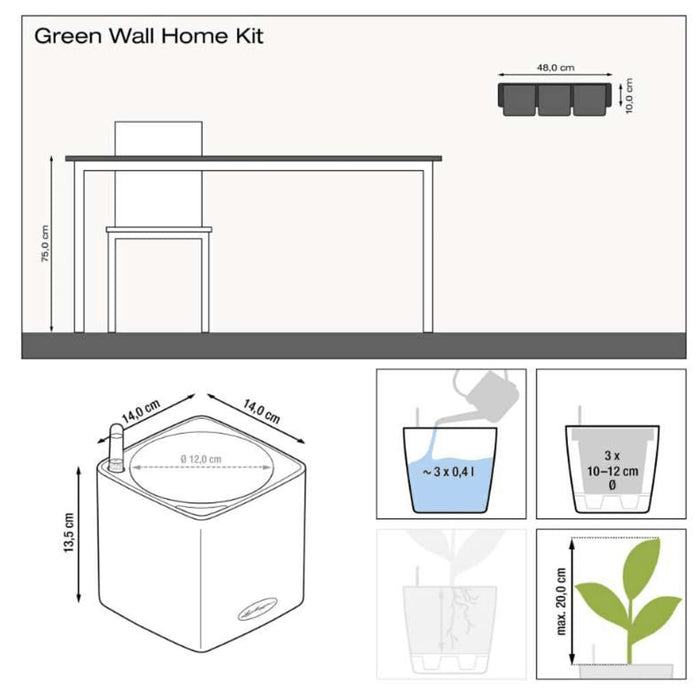 LECHUZA Fioriere 3 pz Green Wall Home Kit Bianco 425619