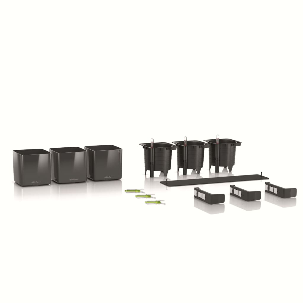 LECHUZA Fioriere 3 pz Green Wall Home Kit Antracite Lucido