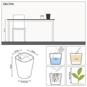 LECHUZA Fioriera DELTINI ALL-IN-ONE Carbone Metallizzato 443316