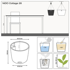 LECHUZA Fioriera a Sospensione NIDO Cottage 28 ALL-IN-ONE Moka 443327