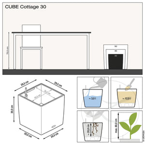 LECHUZA Fioriera CUBE Cottage 30 ALL-IN-ONE Moca 442083