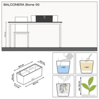 LECHUZA Fioriera BALCONERA Stone 50 ALL-IN-ONE Quarzo Bianco 442091