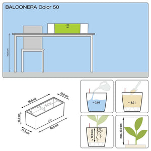 LECHUZA Fioriera Balconera Color 50 ALL-IN-ONE Bianca 15670