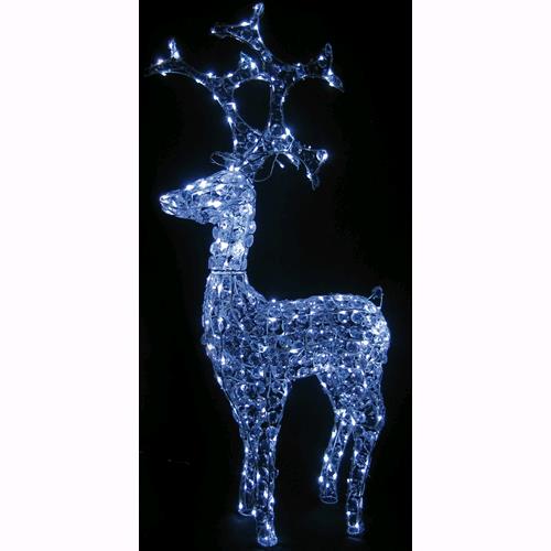 Renna Di Natale Luminosa con Diamanti cristalli 200 Led Bianco Ghiaccio H115 cm D1509