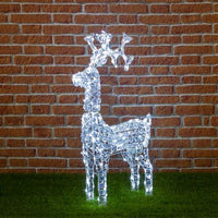 Renna Di Natale Luminosa con Diamanti cristalli 200 Led Bianco Ghiaccio H115 cm D1509