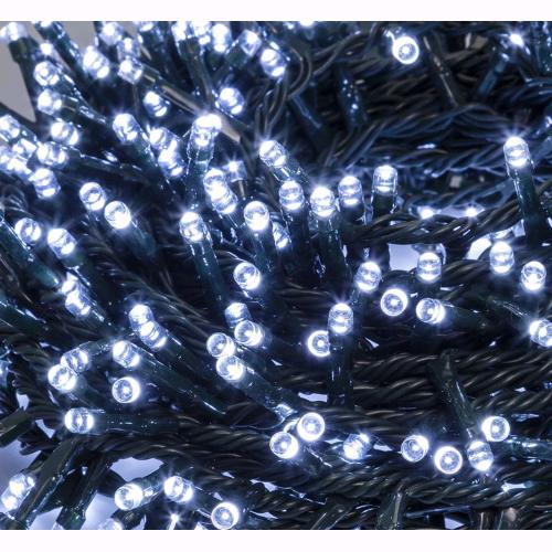 Serie Luci Natale 720 Led Bianco Ghiaccio Giochi Luce 38 mt Uso Esterno D2848