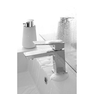 MISCELATORE MONOCOMANDO RUBINETTO LAVABO CROMATO LUCIDO SERIE QUATRA FERIDRAS 401041