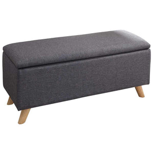 Cassapanca Pouf Contenitore Panca Sgabello Poggiapiedi in Tessuto Grigio Scuro