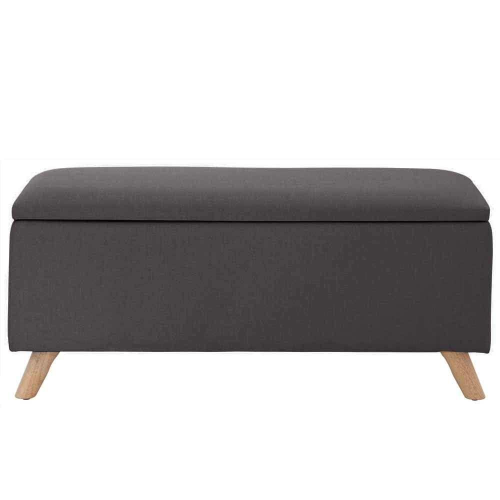 Cassapanca Pouf Contenitore Panca Sgabello Poggiapiedi in Tessuto Grigio Scuro