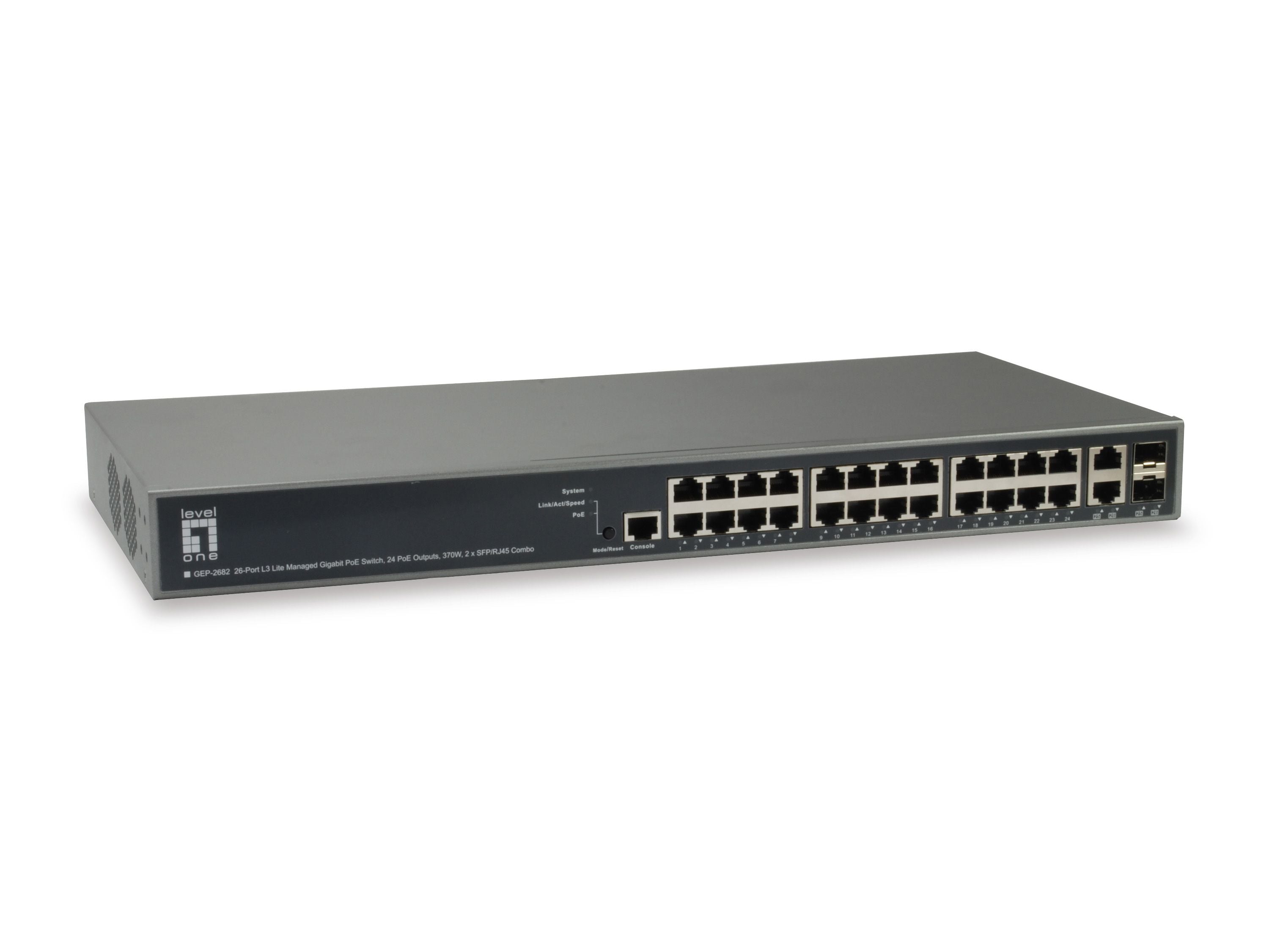 Levelone gep-2682 switch di rete gestito l3 gigabit ethernet (10/100/1000) supporto power over ethernet (poe)