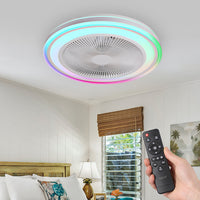 Ventilatore a Soffitto con Lampada Plafoniera LED 3 Velocità Luce RGB 80W Timer