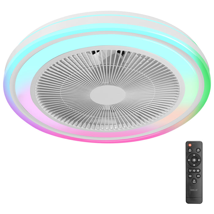 Ventilatore a Soffitto con Lampada Plafoniera LED 3 Velocità Luce RGB 80W Timer