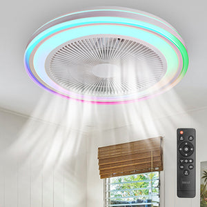 Ventilatore a Soffitto con Lampada Plafoniera LED 3 Velocità Luce RGB 80W Timer