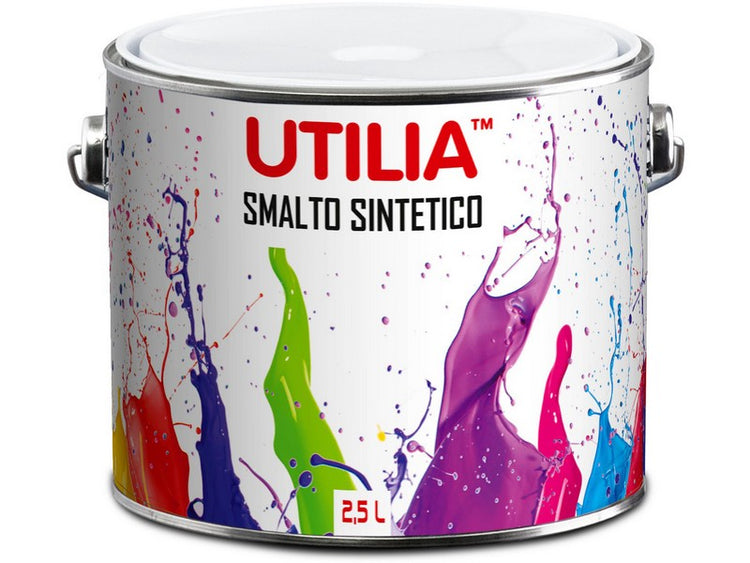 Utilia smalto sintetico lt. 2,5 bianco lucido (2 pezzi) - Utilia