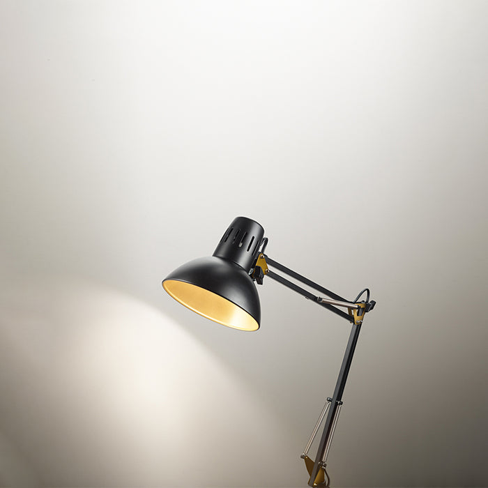 Lampada Da Scrivania Moderna Arc Nero E Oro 1 Luce E27