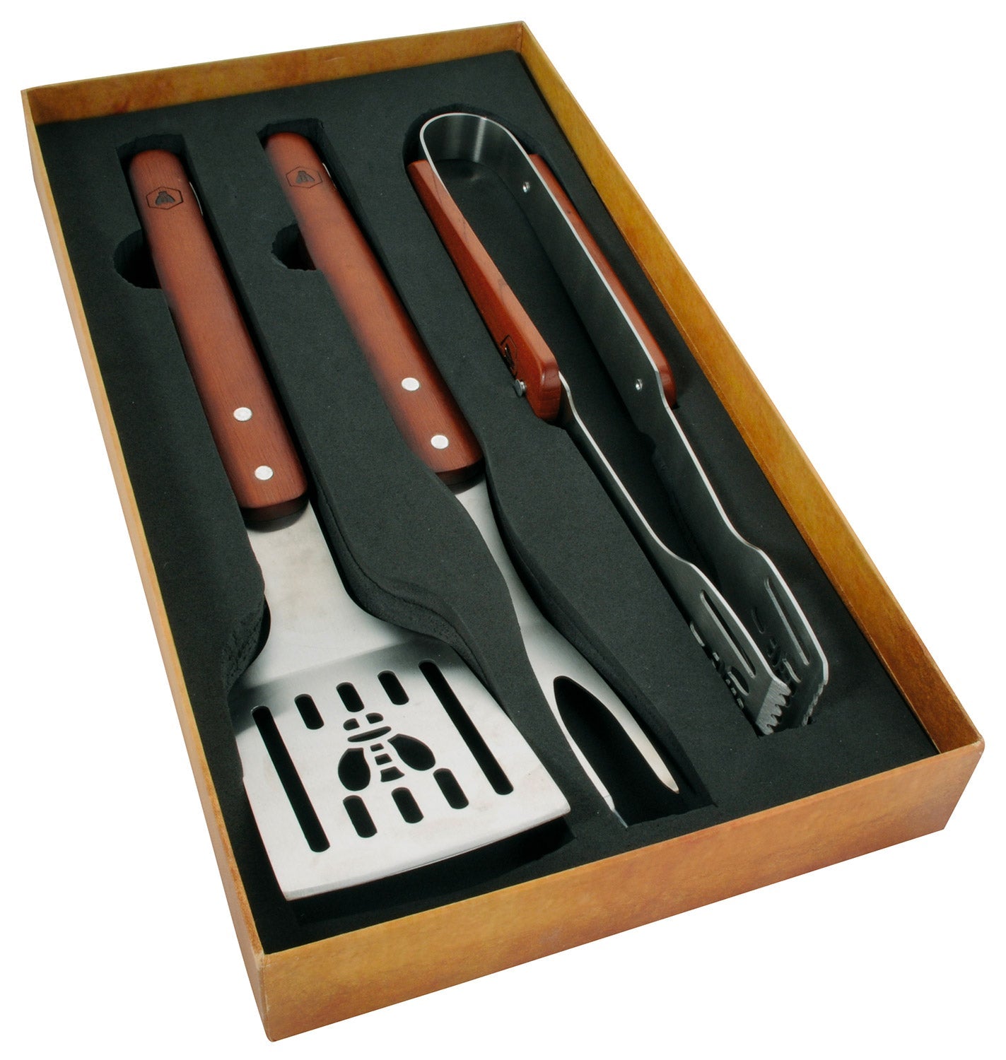 Set 3 Utensili Accessori per Barbecue Manico in Legno