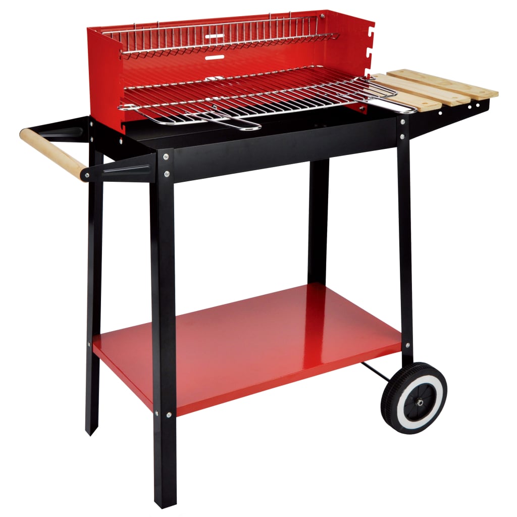 HI Griglia Barbecue a Carbone con Ruote 88x44x83 cm Rossa 435262