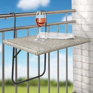 HI Tavolo Pieghevole da Balcone con Piano Vimini 60x40 cm Grigio 446201