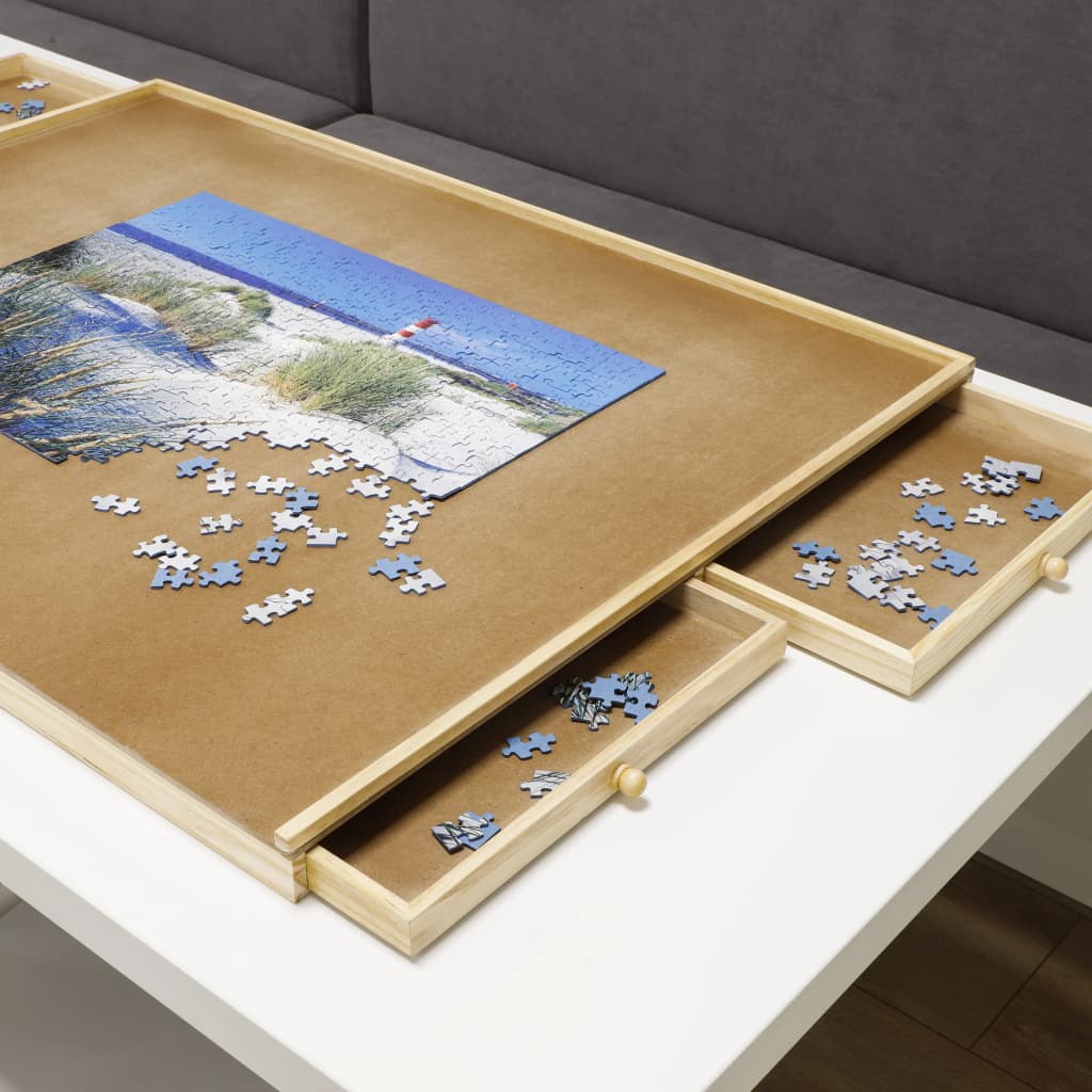HI Tavolo per Puzzle con 4 Cassetti 76x57x4,5 cm in Legno 435317