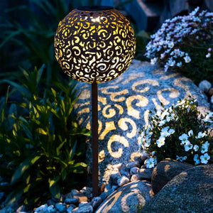 HI Lampada Solare a LED per Esterni a Sfera 18 cm in Metallo Marrone 435249