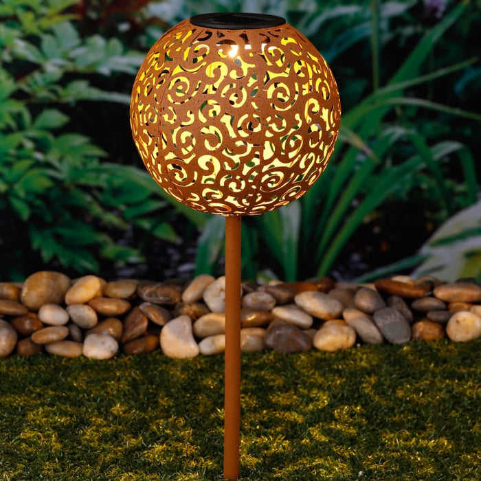 HI Lampada Solare a LED per Esterni a Sfera 18 cm in Metallo Marrone 435249