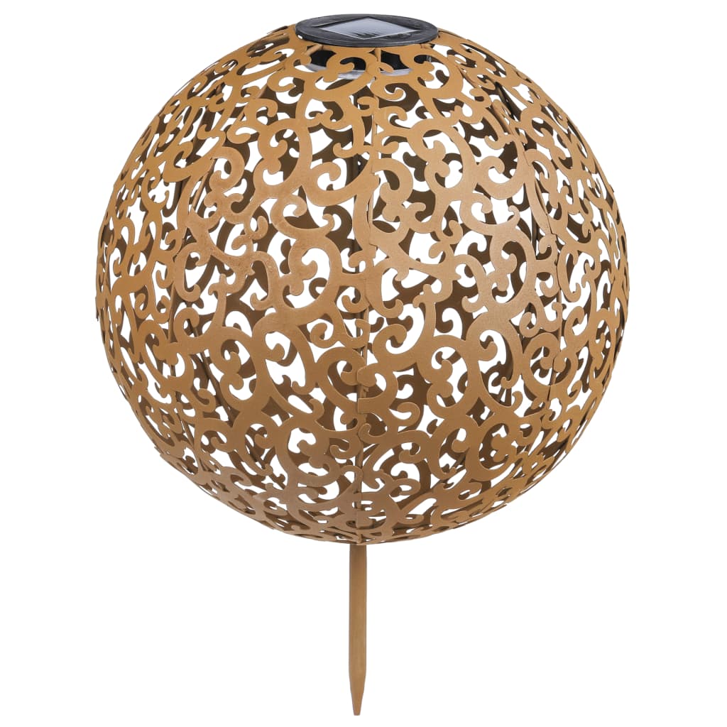 HI Lampada Solare a LED per Esterni Sfera 28,5 cm in Metallo Marrone 435250