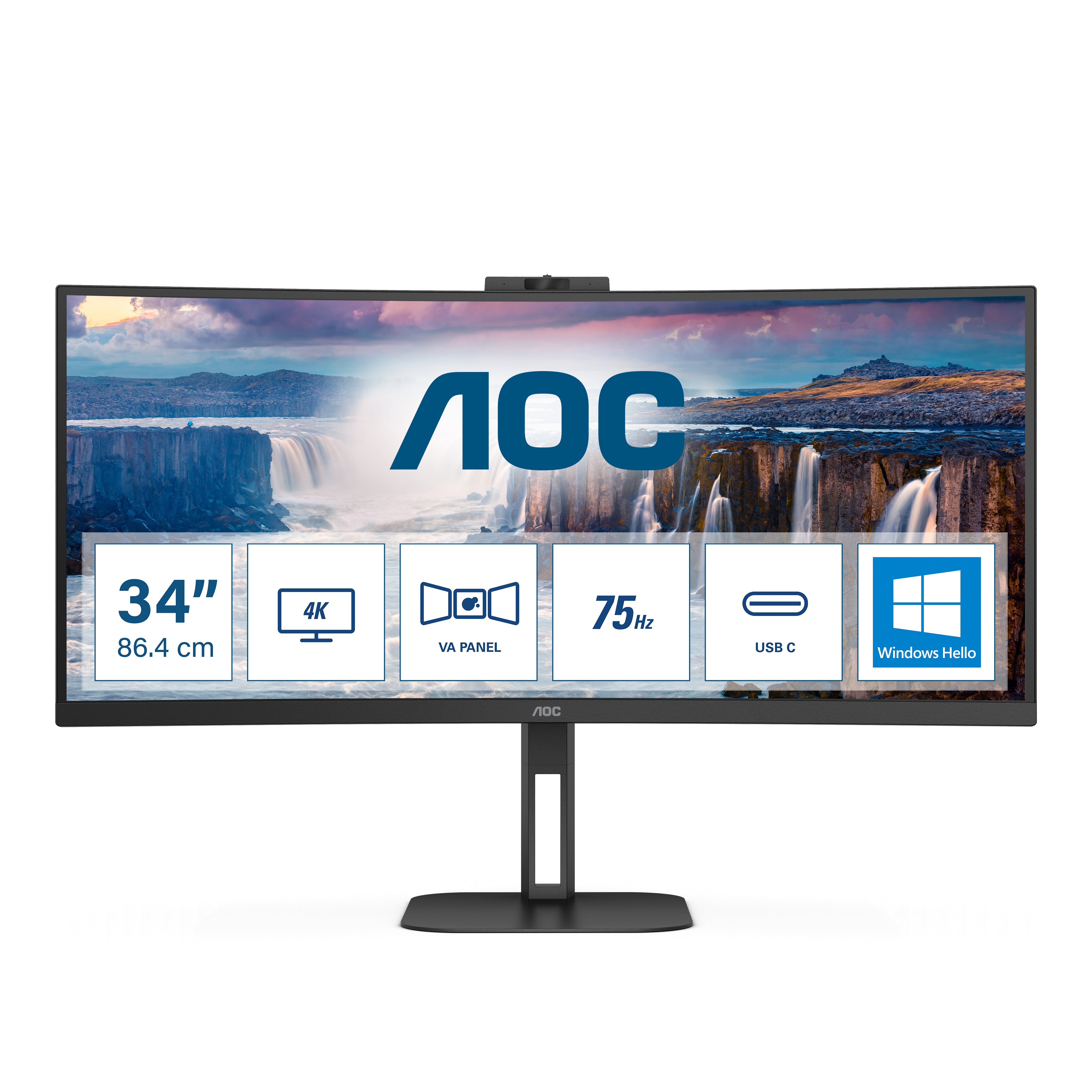 Aoc v5 cu34v5cw/bk led display 86,4 cm (34") 3440 x 1440 pixel wide quad hd nero