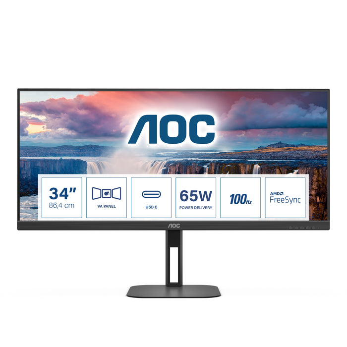 Aoc v5 u34v5c/bk monitor pc 86,4 cm (34") 3440 x 1440 pixel ultrawide quad hd lcd nero