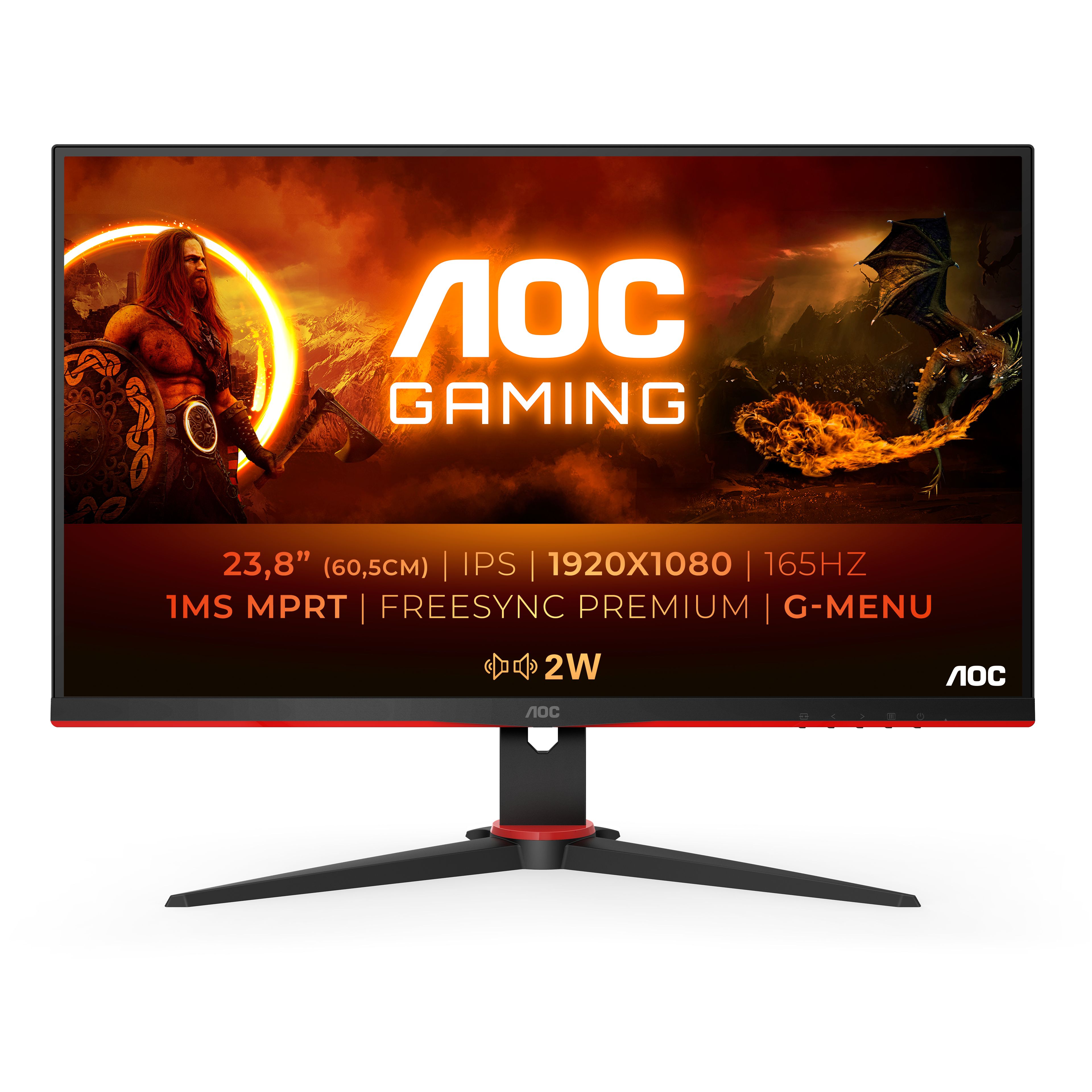 Aoc g2 24g2spae/bk led display 60,5 cm (23.8") 1920 x 1080 pixel full hd nero, rosso