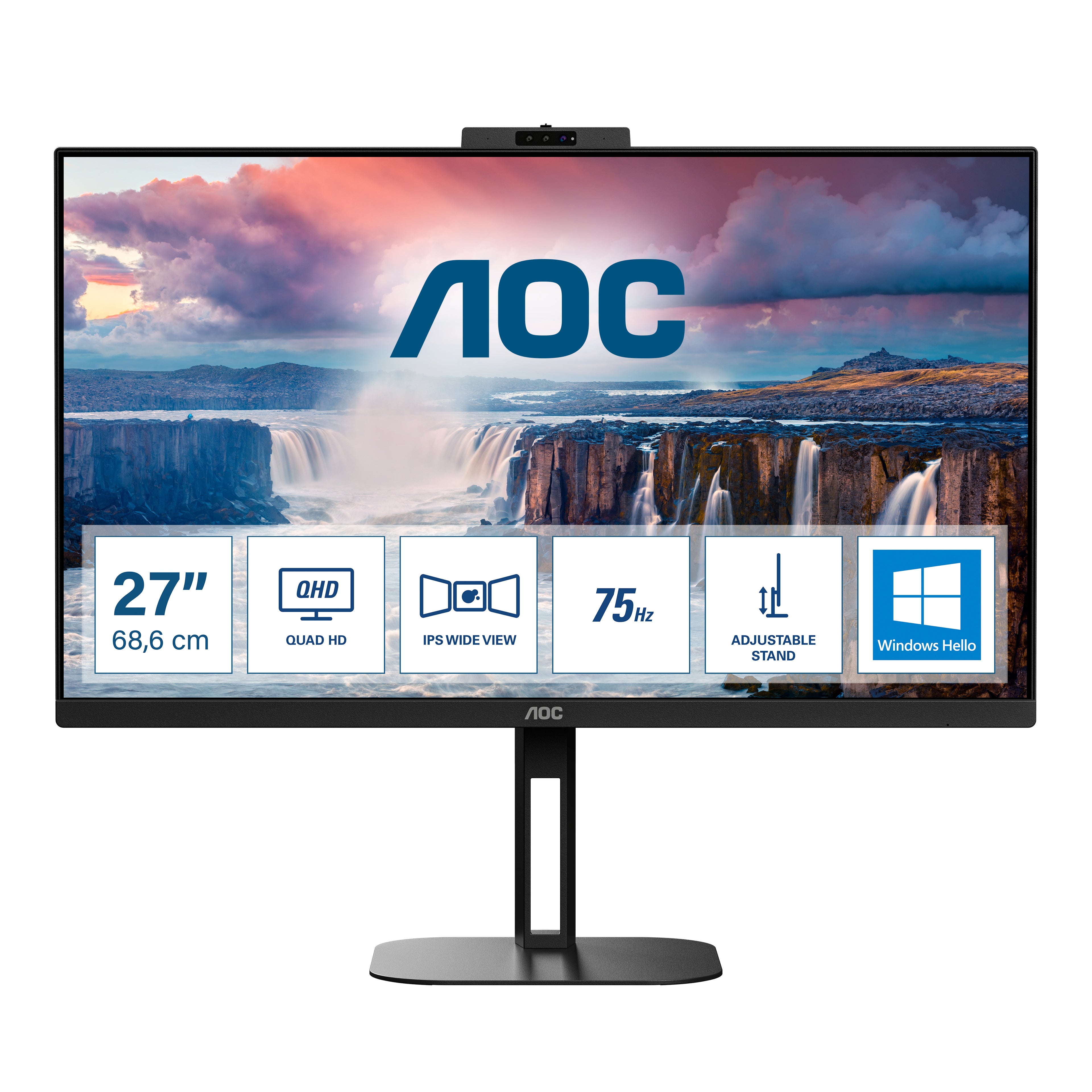 Aoc v5 q27v5cw/bk monitor pc 68,6 cm (27") 2560 x 1440 pixel quad hd led nero