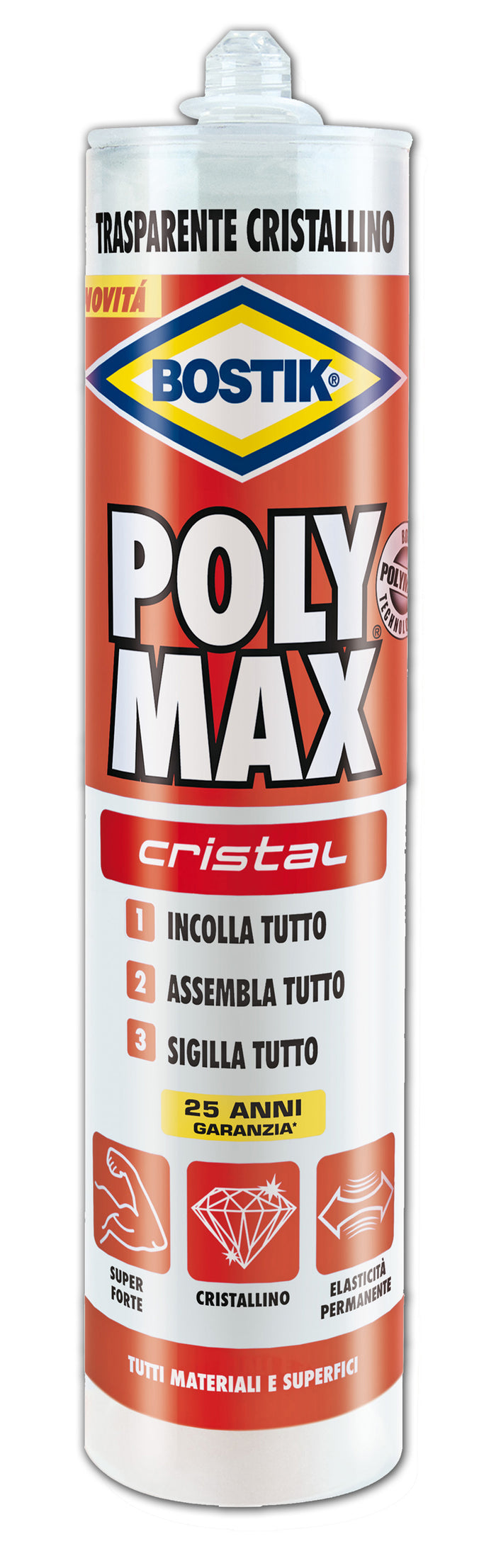 Uhu bison colla bostik poly max cristal  gr. 300 - trasparente (12 pezzi) - Uhu Bison