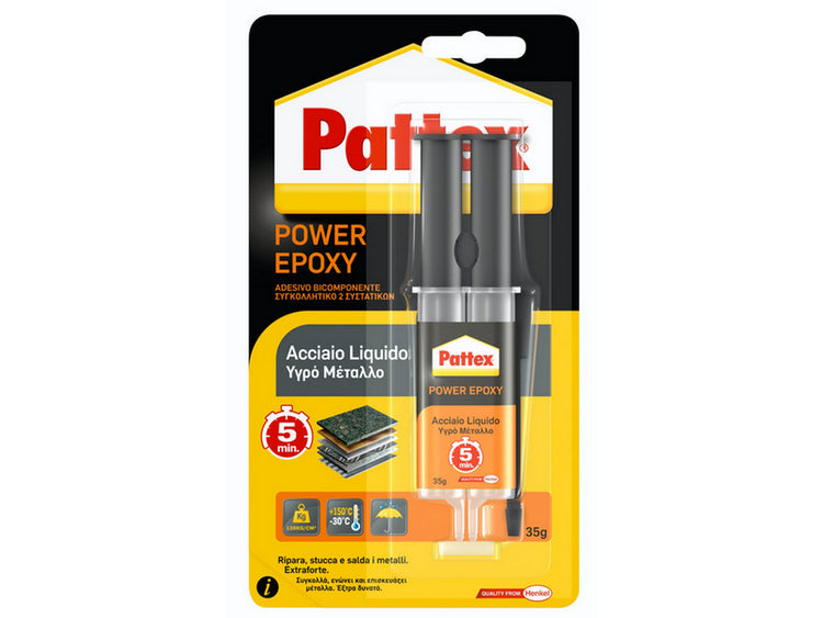 6pz colla pattex power epoxy acciaio liquido mix gr. 35 (siringa) vit26579