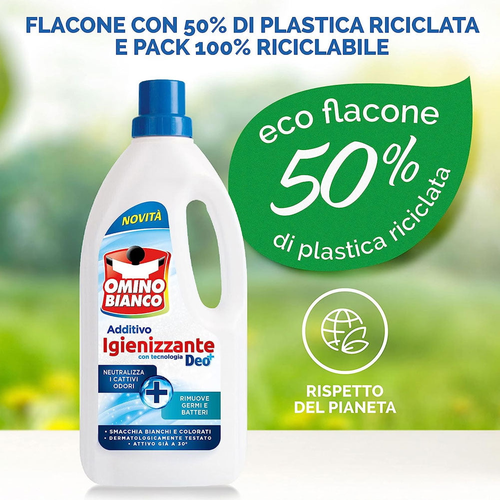 3 x Omino Bianco 1000 ml Additivo Igienizzante Liquido per Bucato Contro Batteri