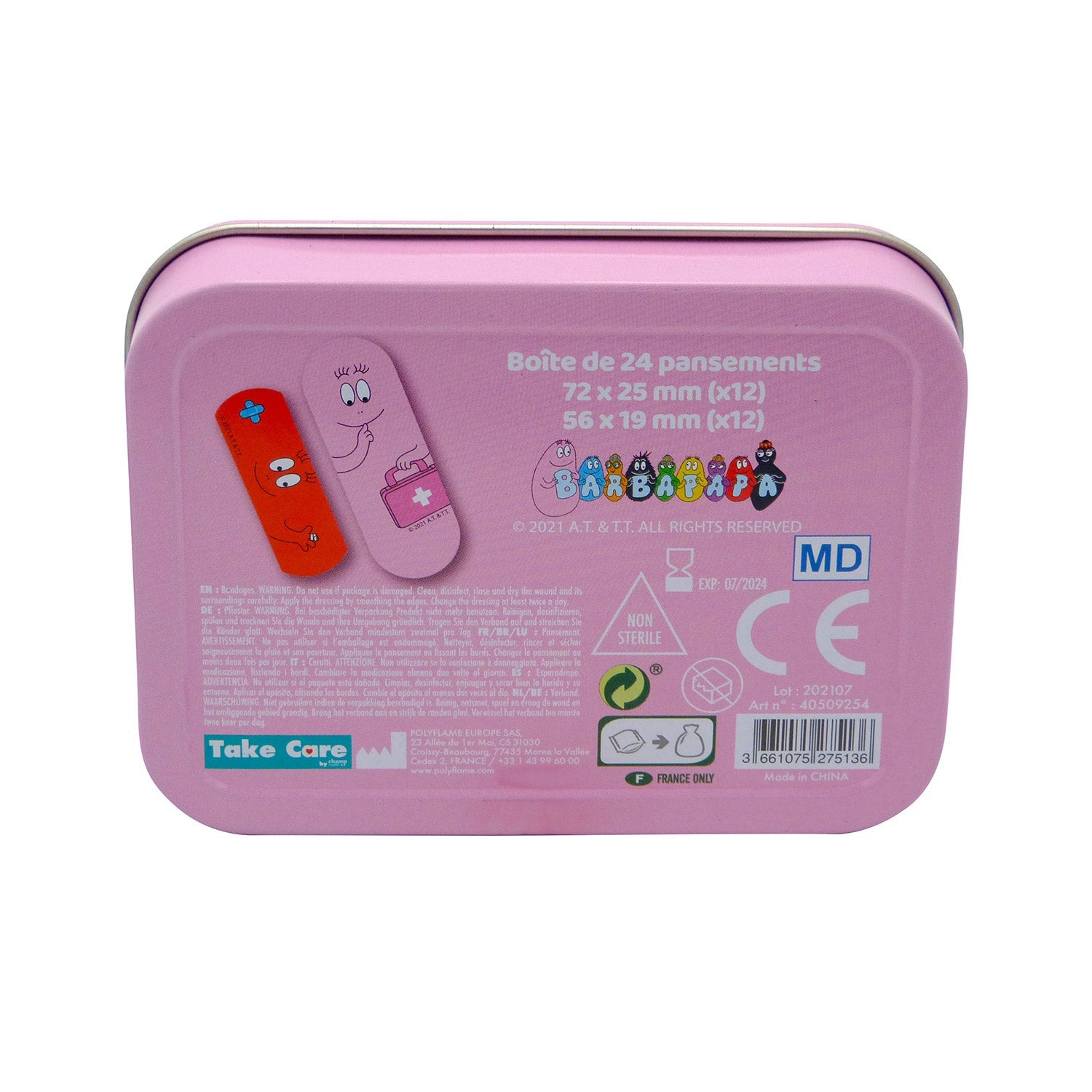 Set 12 Box Barbapapà per Bambini con 24 Cerotti Ciascuno 2 Misure in Metallo