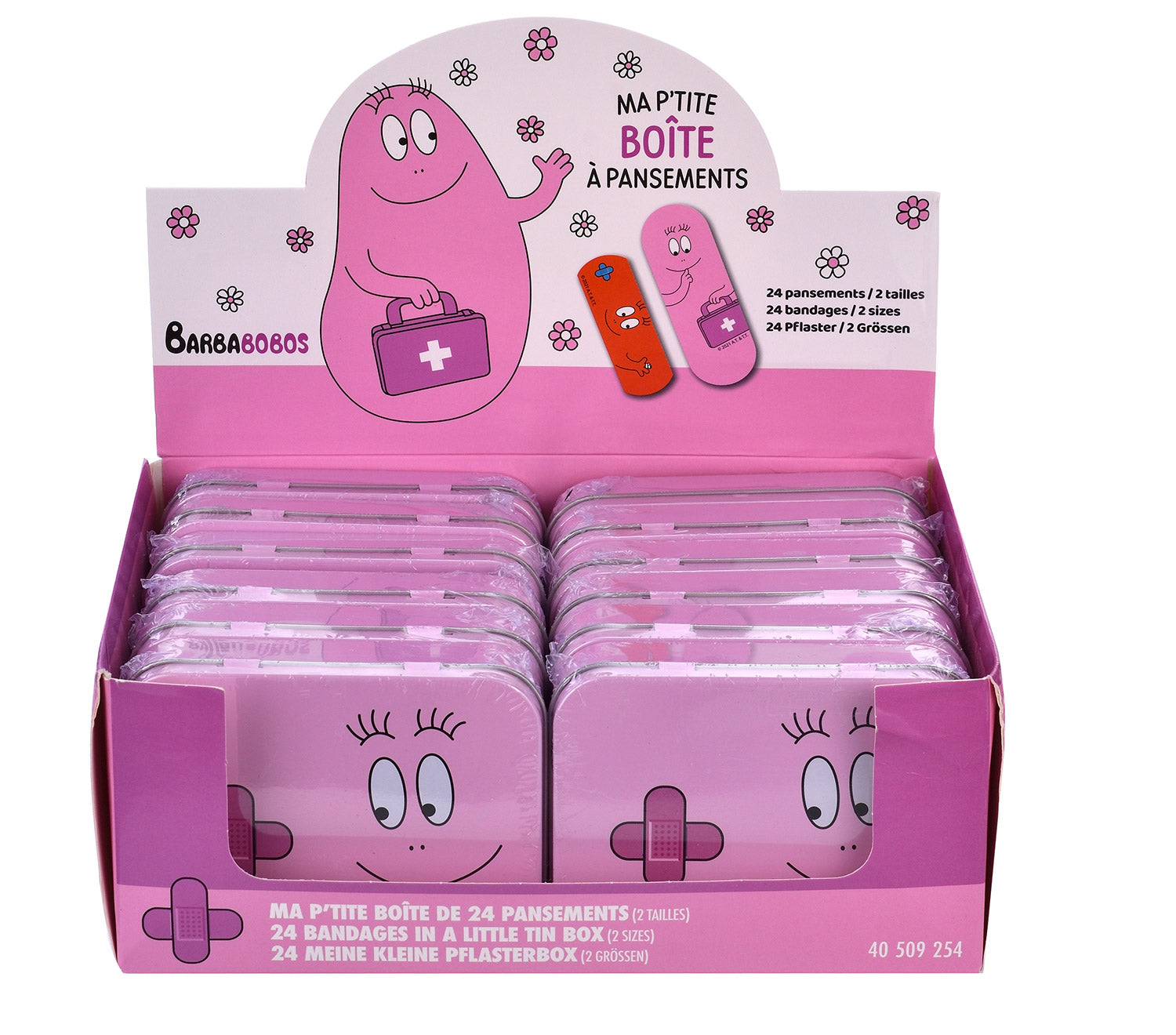 Set 12 Box Barbapapà per Bambini con 24 Cerotti Ciascuno 2 Misure in Metallo