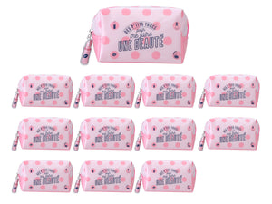 Set 12 Beauty Case per Bambini 14x6x9 cm per Trucchi da Viaggio Shiny Rosa