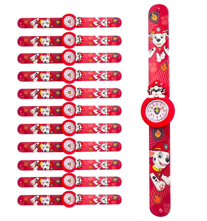 Set 12 Orologi da Polso Bracciale per Bambini Paw Patrol Colorazione Rosso