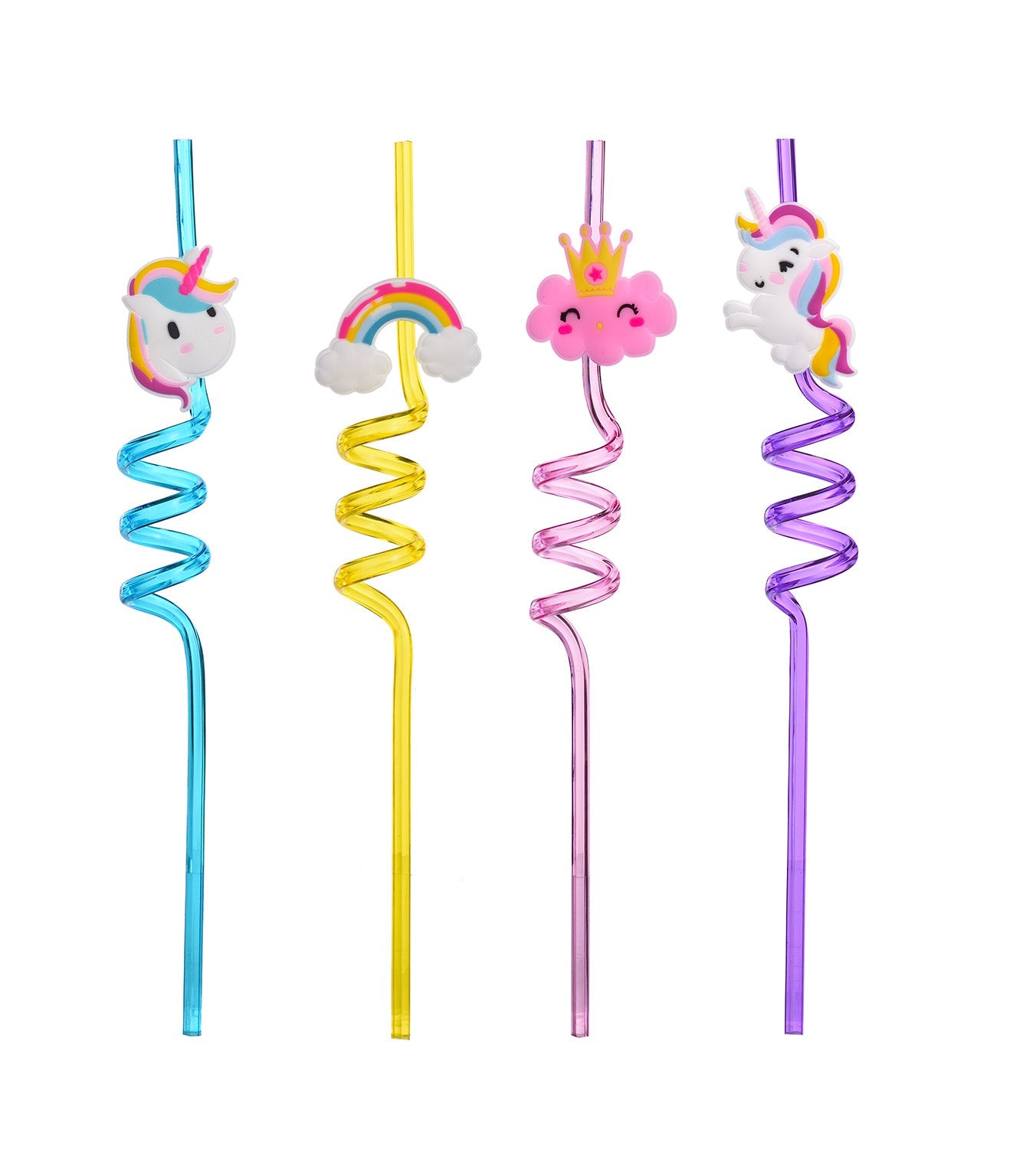 Set 48 Cannucce Riutilizzabili per Bambini Unicorno in Plastica