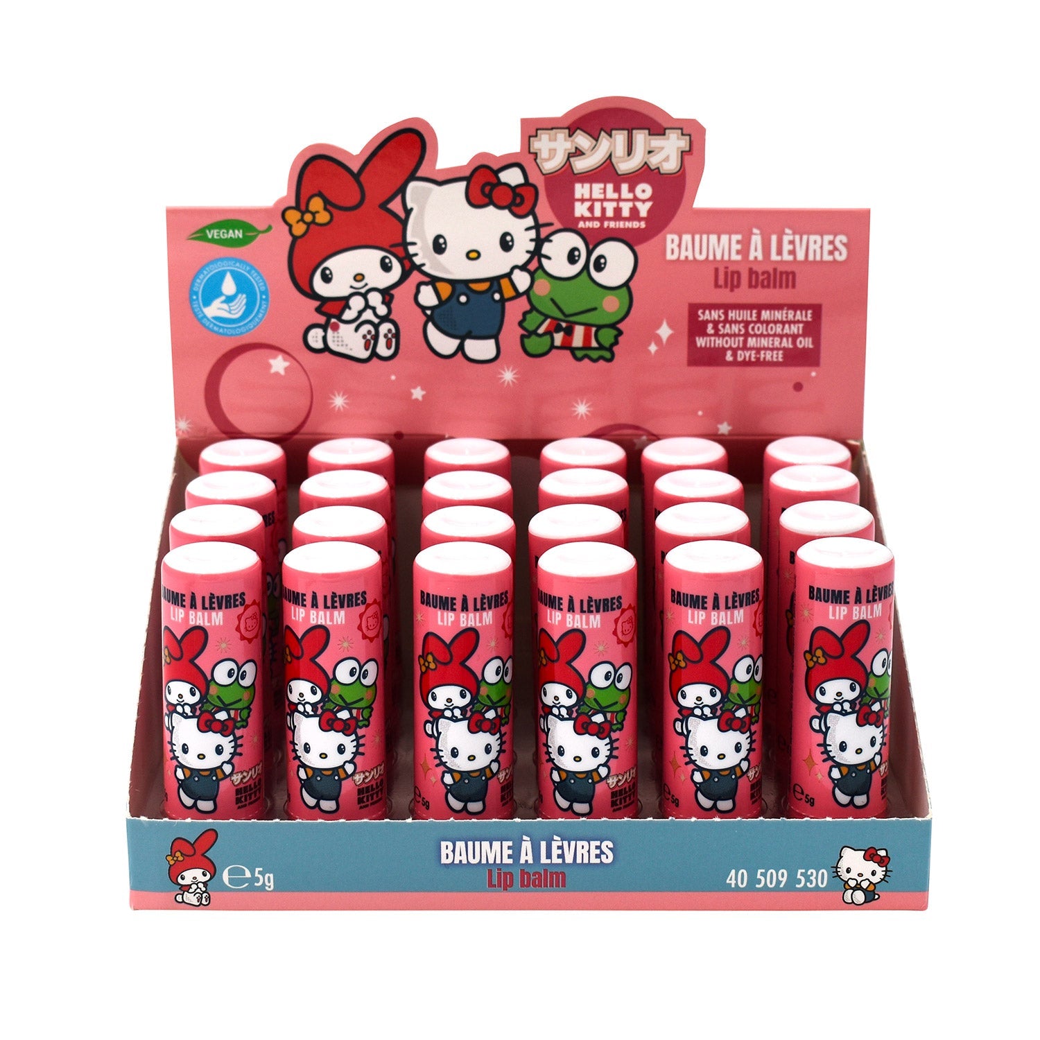 Set 24 Burro Cacao Hello Kitty per Bambini da 5 gr Gusto Fragola