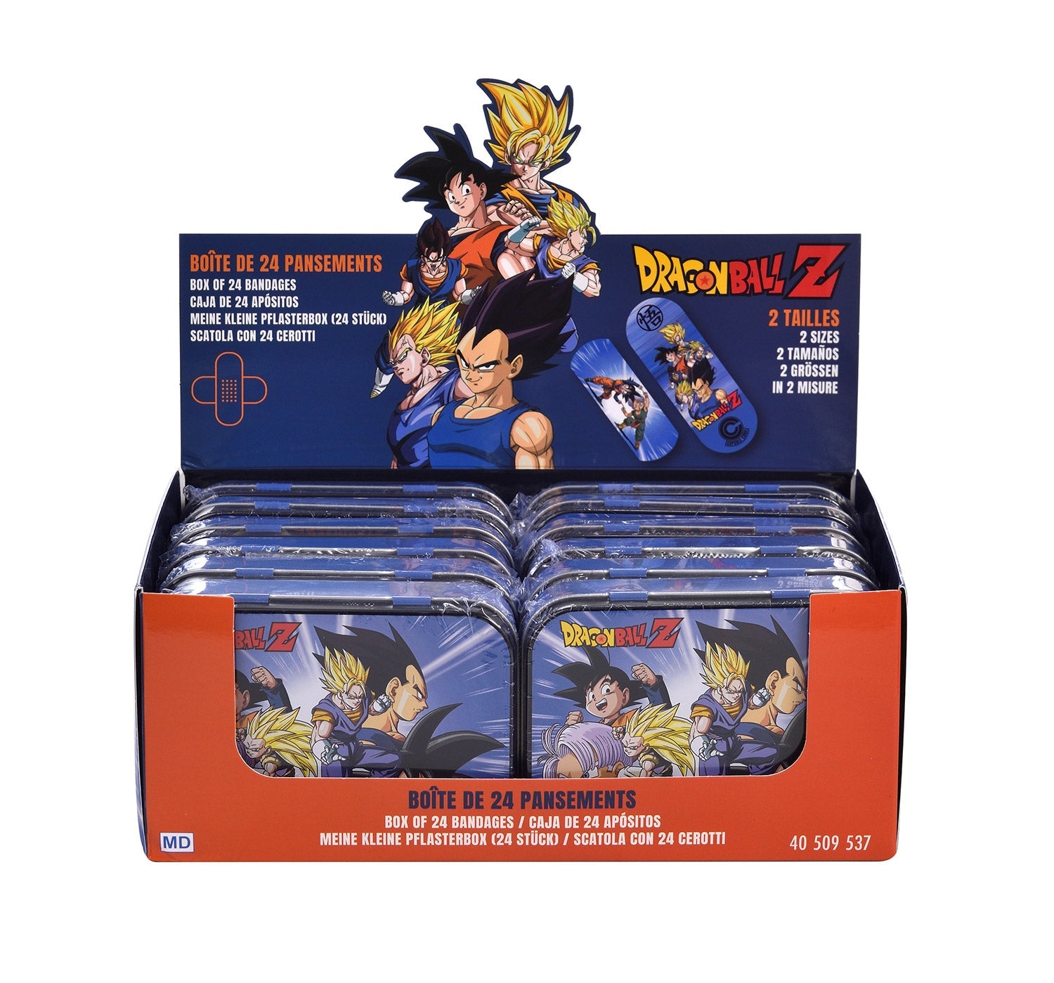 Set 12 Box Dragon Ball per Bambini con 24 Cerotti Ciascuno 2 Misure in Metallo