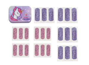 Set 12 Box Unicorno per Bambini con 24 Cerotti Ciascuno 2 Misure in Metallo