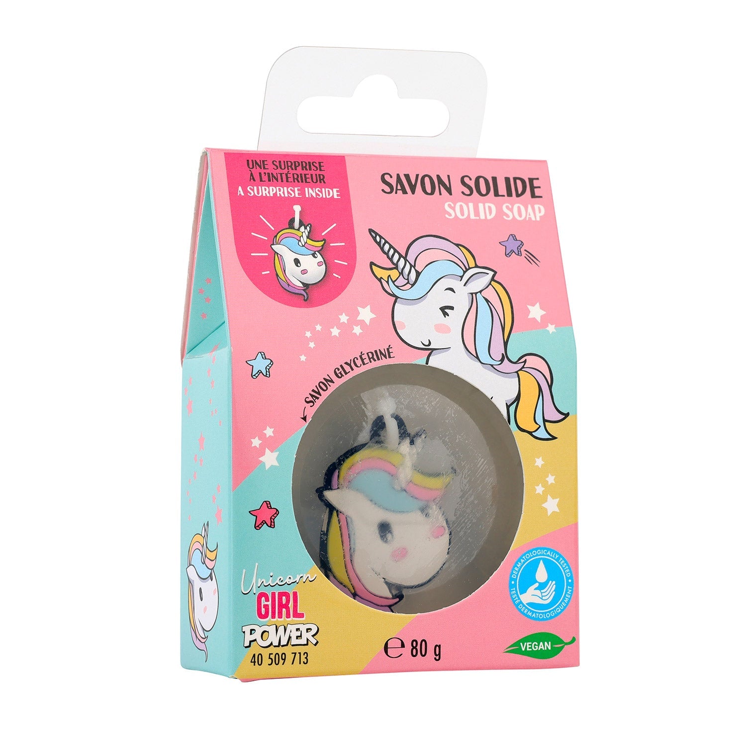 Set 24 Saponette Unicorno per Bambini 80 gr con Sorpresa Portachiavi Interno