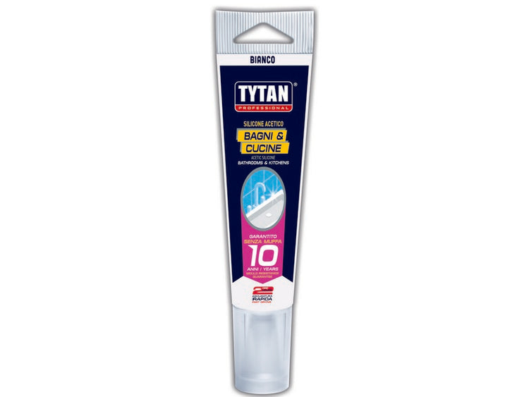 Tytan silicone acetico bagni e cucine ml. 60 col. bianco (24 pezzi) - Tytan