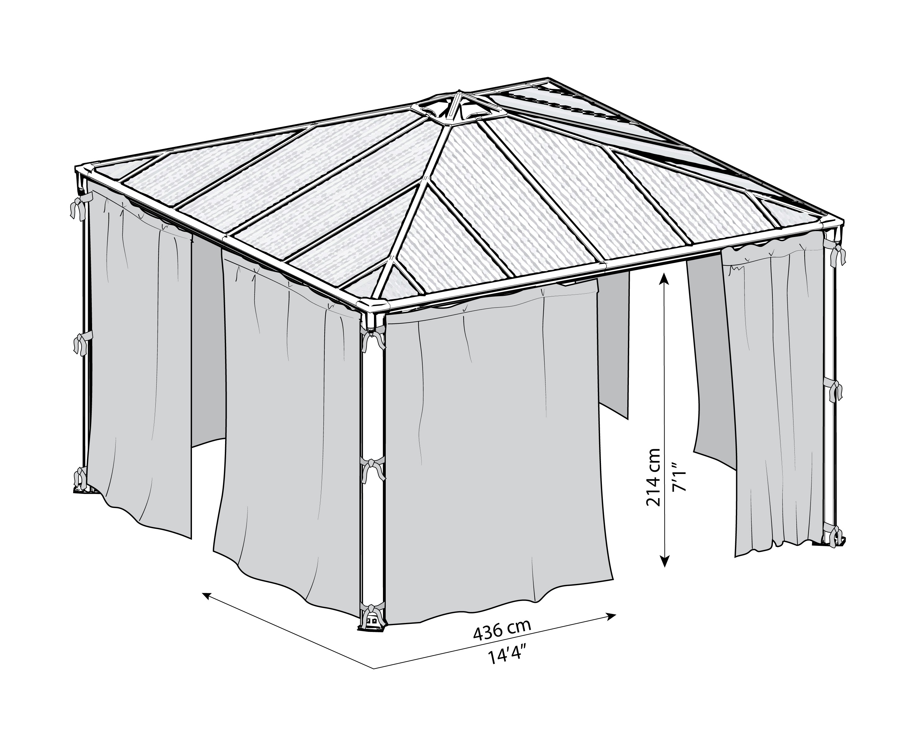 Canopia Set Di Tende Per Gazebo Palermo 4X2.2 m