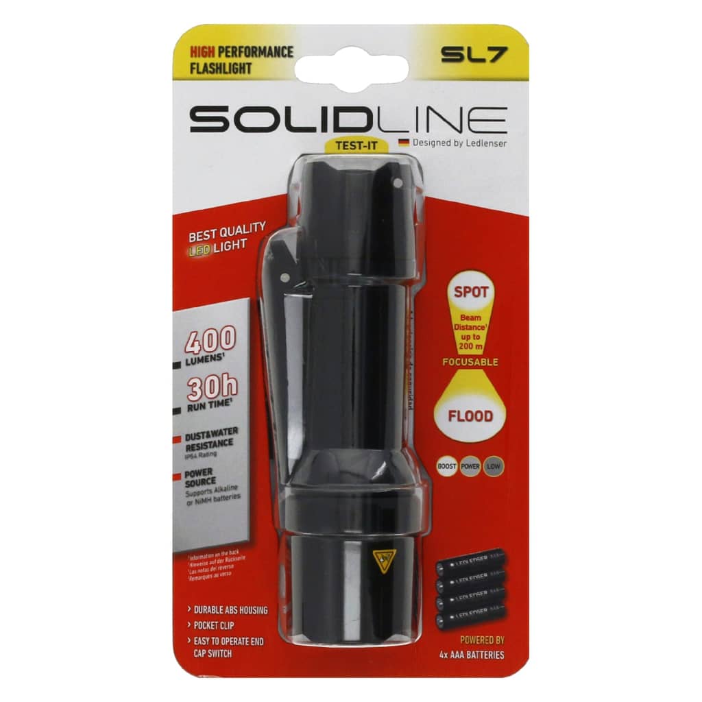 SOLIDLINE Torcia SL7 con Clip 400 lm 443004